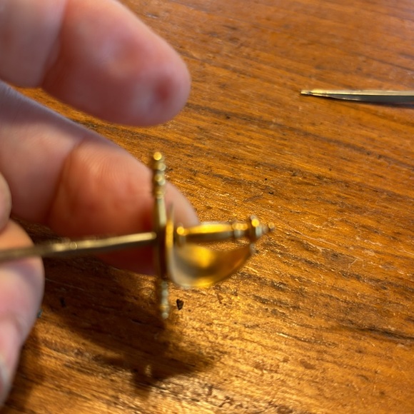 Vintage Toledo Spain gold/silver tone hand decorated 24 appetizer picks & stand - Picture 12 of 13